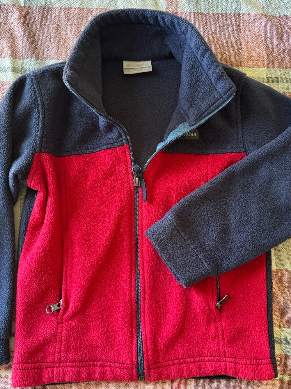 Columbia Two-Tone Red and Navy Fleece Jacket